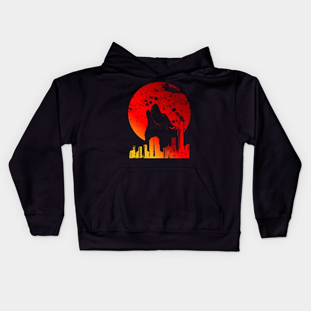 Blood Moon | Red Full Moon Kids Hoodie by VISUALUV